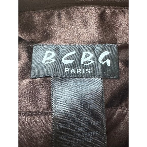 BCBG Paris Chocolate Brown Silk Chiffon Pleated Halter Maxi Dress Size 2 Elegant - Picture 8 of 12